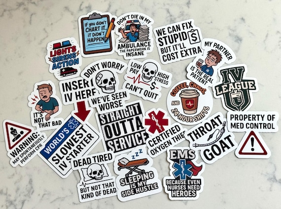 EMS Vinyl Sticker Pack #2 – Paramedic Humor, EMT Gift, First Responder Decals