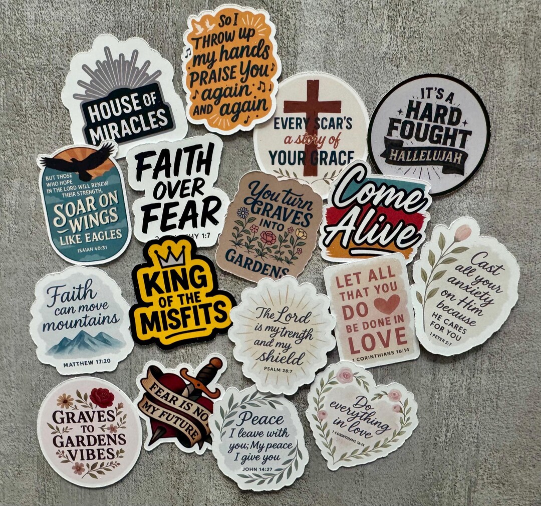 Faith Stickers Pack: Bible Verse Worship Lyrics Vinyl Decals ...