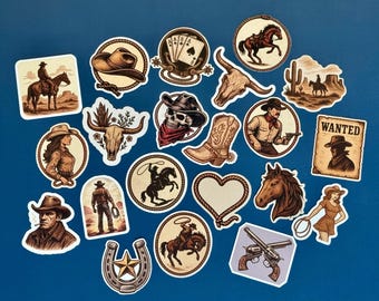 Western Cowboy Sticker Pack | Vintage Outlaw Stickers | Matte, Glossy or Holographic