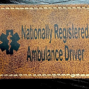 Nationally Registered Ambulance Driver Patch | Faux Leather Velcro Patch 2x3in