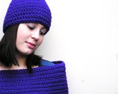 Crochet Cowl Shrug Hat Set- WEAR ME GRAPE- Womens Winter Fashion