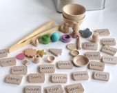 Wooden -Waldorf- Kids -Toy-Natural Wood Toy- TEACH ME System- Montessori- Waldorf- Word and Transfering Educational Game