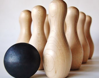 Ready to Ship - Natural Wood Toddler Sized Bowling Set Christmas Toy