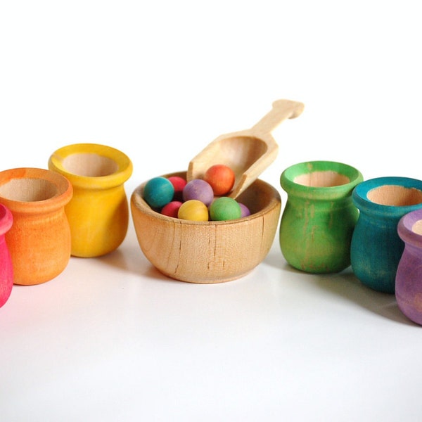 Natural Wood Toy -SCOOP & SORT- Rainbow- Educational Waldorf Montessori Toy
