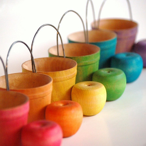 Waldorf- Montessori- Educational- Toddler- Wooden Toy -APPLE PICKIN- Etsy Front Page Pick
