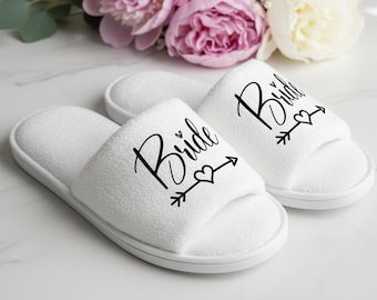 Custom Bride Slippers/Personalized Bridesmaid Slippers/Wedding Party Slippers/Bachelorette Party Favor/Bride Tribe Slippers/Wedding Day Gift