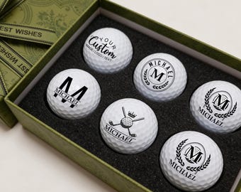 Palline da golf personalizzate, regalo di San Valentino per lui / Regalo di golf personalizzato con monogramma e nome per uomo / Divertente regalo per marito e fidanzato con scatola regalo