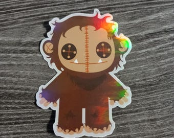 Cryptid Plushie Stickers - Original Holographic Cryptid Cuties - Bigfoot, Mothman, Wendigo, or Cthulhu