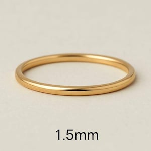 14k massief witgouden 1 mm dunne trouwring / minimalistische trouwring voor dames / dunne stapelring van haar / sierlijke eenvoudige effen ring van 1 mm
