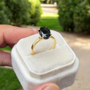 Black onyx ring, natural gemstone ring, oval onyx ring, gold filled or sterling silver. Sale.