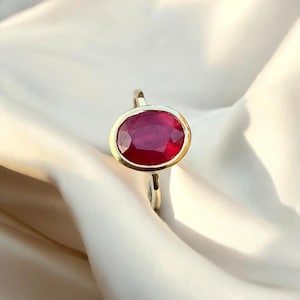 14K Gold Natural Ruby Ring / Genuine Ruby Ring Available in Gold, Rose Gold and White Gold / July Birthstone / Tiny Proposal Ring Jewelry