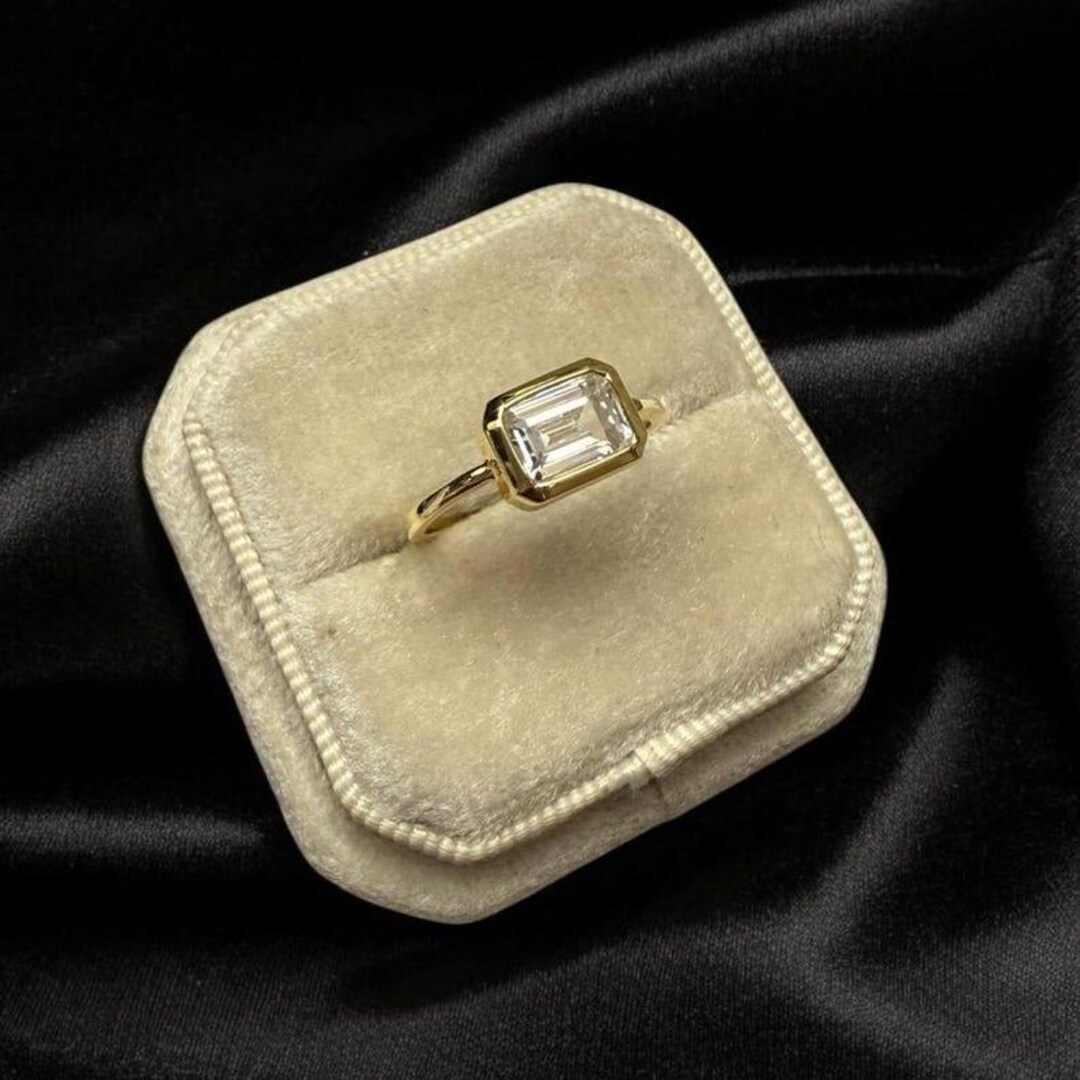Baguette Ring, Rectangle Ring, Bezel Set Ring, Bezel Set Engagement ...