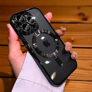 Magnetic Clear iPhone Case with Lens Shield - Shockproof TPU Bumper