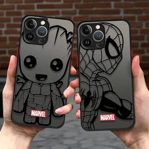 HeroVerse Clear Case – Marvel-Inspired Groot, Spidey & Iron Armor Cover for iPhone 11 to 16 Plus Pro Max