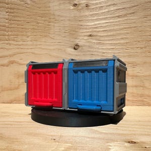 2 units 1 X 1 Bundle / Mini Modular Cargo Containers + Wall rail – 3D Printed Stackable Storage Bins (Not a Digital File)