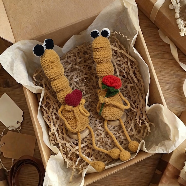 Mother's day Marcus the Worm Plush: Finished Crochet Amigurumi Toy gift for Her VR Chat Character Valentine's day GIft