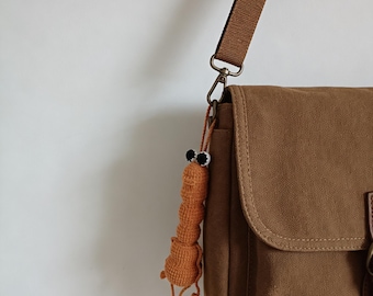 Handmade Marcus the Worm Keychain: Finished Crochet Amigurumi Plushie Gift for Christmas