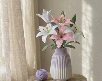 Handmade Crochet Lily Bouquet: Everlasting Floral Home Decor