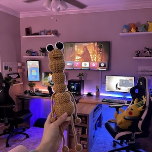 Handmade Marcus the Worm Plush: Finished Posable Crochet Amigurumi Plushie Gift for Christmas