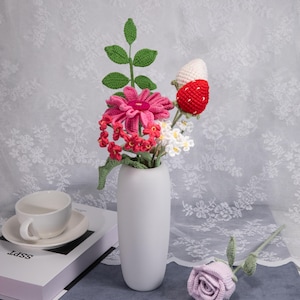 4-in-1 Crochet Bouquet PDF Digital File Handmade gift never wilt flowers Lily and rose Home Decor & Back to school Thanksgiving gift