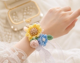 Handgestricktes Armband, Anstecknadel, Armband für Brautjungfern, Abschlussball, Abschlussball