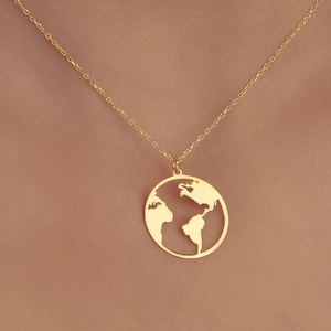 Earth Necklace, World Map Necklace, World Necklace, Wanderlust Necklace, Dainty Necklace, Travel Necklace, Minimalist Necklace,World Jewelry