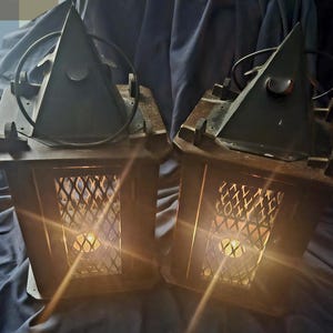 Vintage Metal and Thick Wooden Lanterns – Rustic Elegance from a Bygone Era