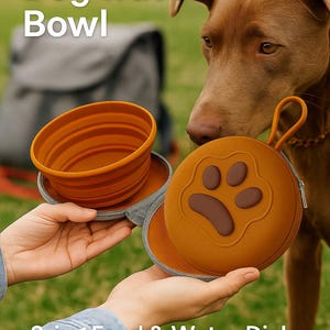 Collapsible Travel Dog Bowl – Portable 2-in-1 Food & Water Dish – Compact Silicone Dog Bowl with Case – BPA-Free, Easy to Carry