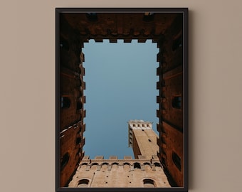 Siena Tower Print // Italy Travel Photography, Tuscany Wall Art
