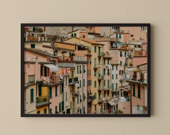 Riomaggiore Cinque Terre Print // Pastell italiensk kustfotografi