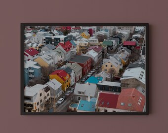 Reykjavik Rooftop Print // Iceland Travel Photography, Nordic Wall Art