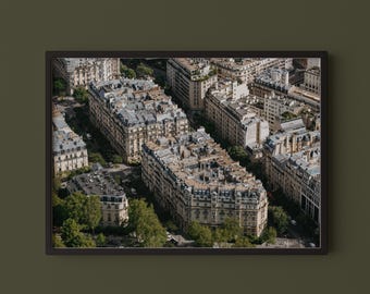 Paris from Above Photography Print // Eiffel Tower View, Haussmannian Architecture