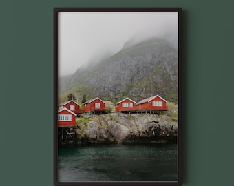 Red Cabins Print // Lofoten Norway Travel Photography