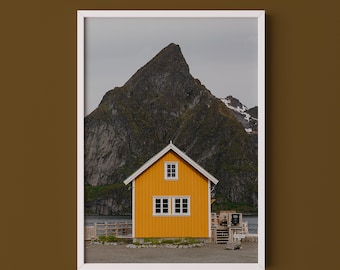 Lofoten Yellow House Print // Norway Travel Photography