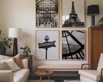 Paris Black & White Print Set of 4 // Paris Travel Photography