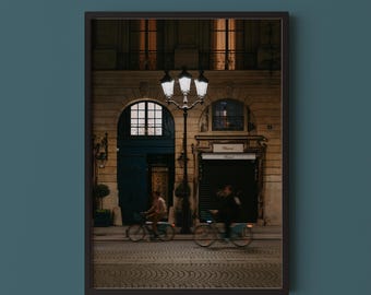 Paris at Night Bike Ride Print // Place Vendôme Travel Photography