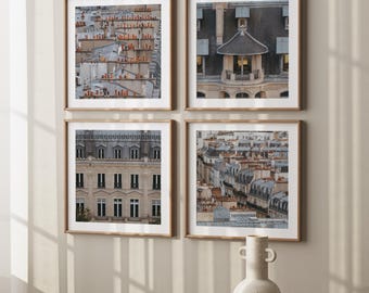 Paris Apartment Architecture Print Set of 4 // Travel Photography, Paris Rooftops