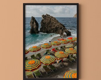 Monterosso al Mare Print // Italien Strand Fotografie, Cinque Terre Wandkunst