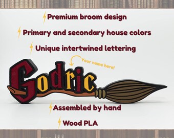 Personalized HP House Desk Name Plate Broomstick Sign