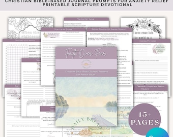 Faith-Based Anxiety Journal | Christian Mental Health Printable | Scripture Cards, Breath Prayers, Affirmations + More