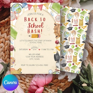 Back to School Bash Invitation: Editable School Party Template (Canva, Digital Download