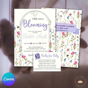 Floral Christian Baby Shower Invitation: Bible Verse, Canva Template (PDF Download