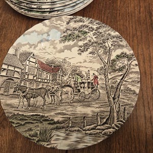 Myott Royal Mail - Fine Staffordshire Ware - Set of 4 Dinner Plates (2 sets of 4 avail) - Transfer Ware Style