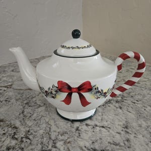 Christmas Teapot w/ Lid &quot;Windows of the Heart&quot; by Sandy Lynam Clough