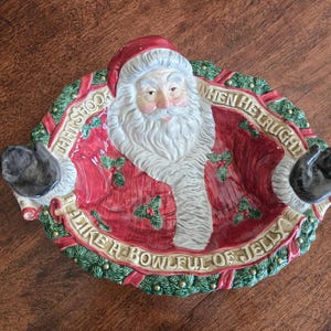Vintage Fitz & Floyd Santa Bowl - &quot;Like a Bowl Full of Jelly&quot; Serving Bowl - Holiday - Christmas