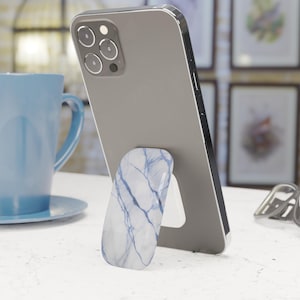 Faux Marble Blue Metallic Look Phone Click-On Grip, Phone Holder Stand PopSocket, Phone Grip Sticker, Phone Accessory, Phone Grip