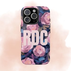 Pinks Mauve Floral Phone Case, Tough Cover for Apple & Samsung, Personalized Initials, Custom Text, Custom Name, Gift for Her, Holidays
