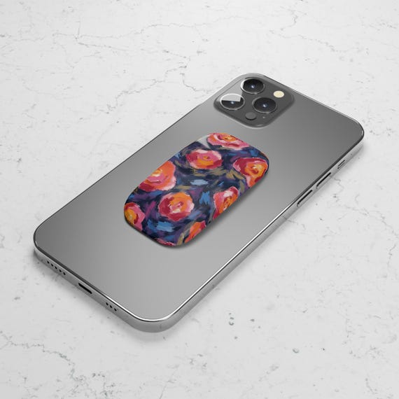 Abstract Floral Oil Painting Phone Grip: Pink Flower Popsocket