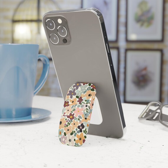 Phone Click-on Grip Wildflowers Pink Floral Phone Holder Stand