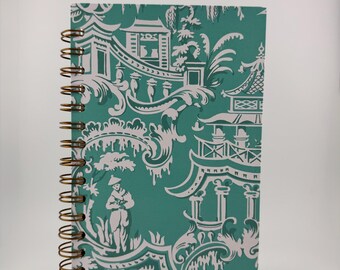 Wire-Bound Journal, Teal Journal, Gift, Blank Pages Journal, Asian Motif Journal, Planning Journal, Gratitude Journal, Diary Journal
